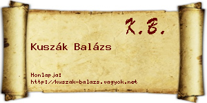 Kuszák Balázs névjegykártya