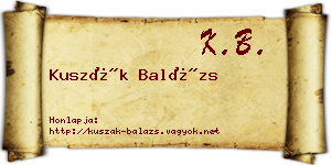 Kuszák Balázs névjegykártya